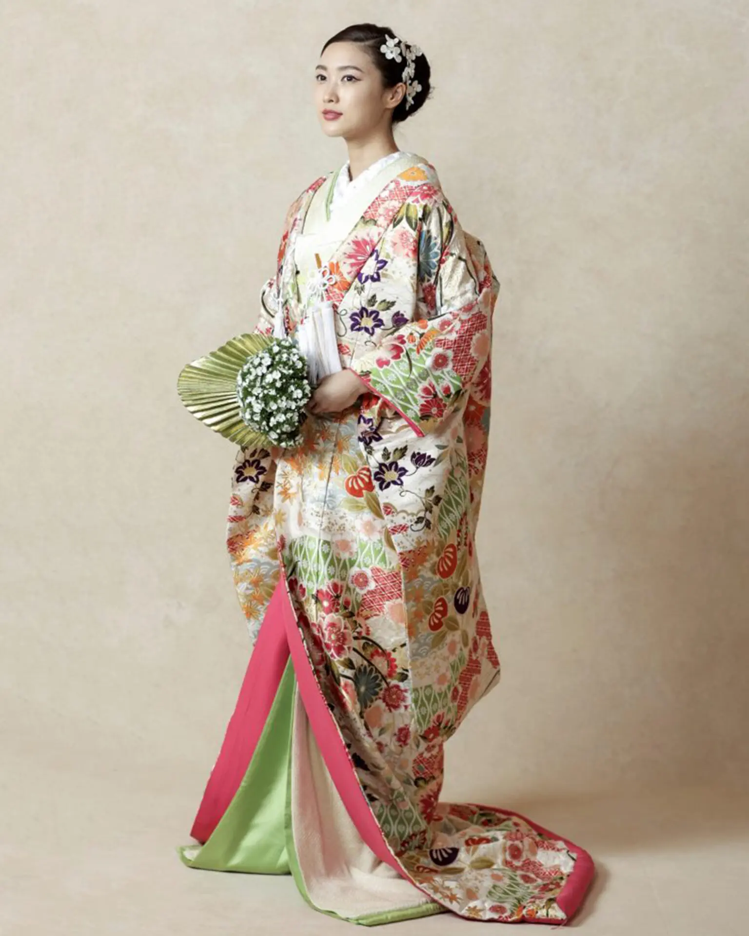 定価32万❗️春秋桜花地紋　美品❗️和装花嫁色打掛♪ 色打掛・春秋桜花地紋｜白無垢・色打掛レンタルなら結婚式着物